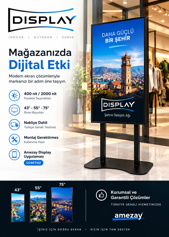 Mağaza içi ekran çözümleri — AMEZAY Display